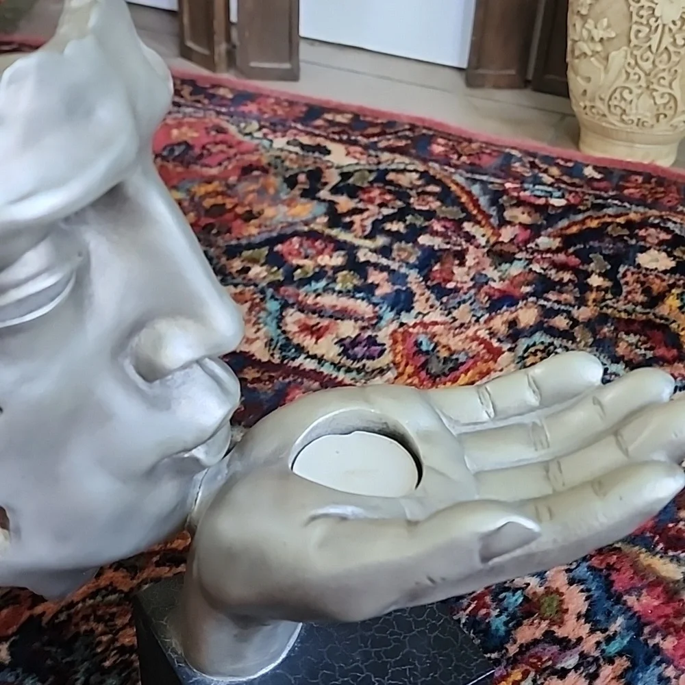 Silver Abstract Face Sculpture - Picture 6 of 10
